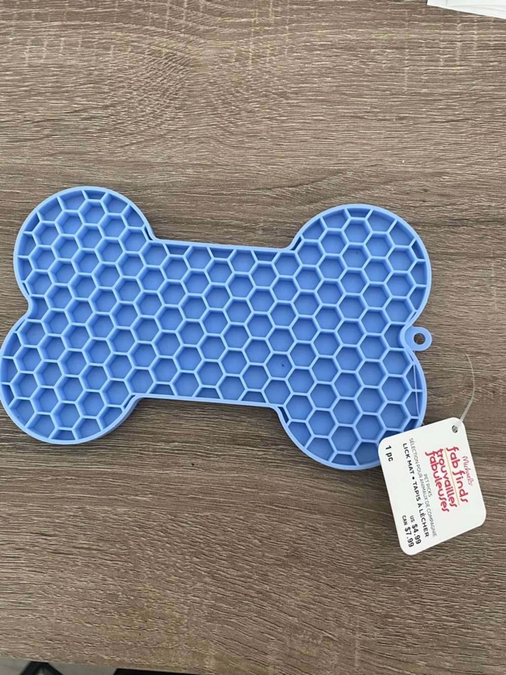 Blue Honeycomb Bone-Shaped Dog Lick Mat